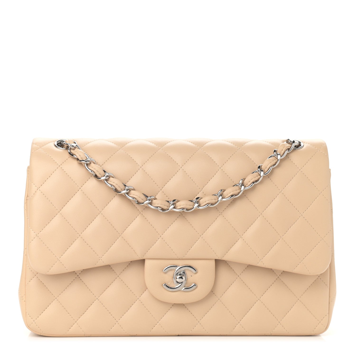 Chanel Lambskin Quilted Jumbo Double Flap Beige 1 of 10