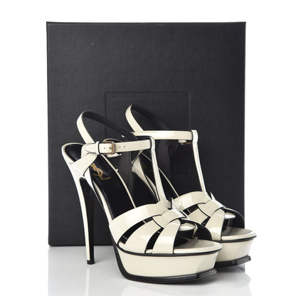 Saint Laurent Patent Tribute 105 Platform Sandals 39.5 Ivory 9 of 9