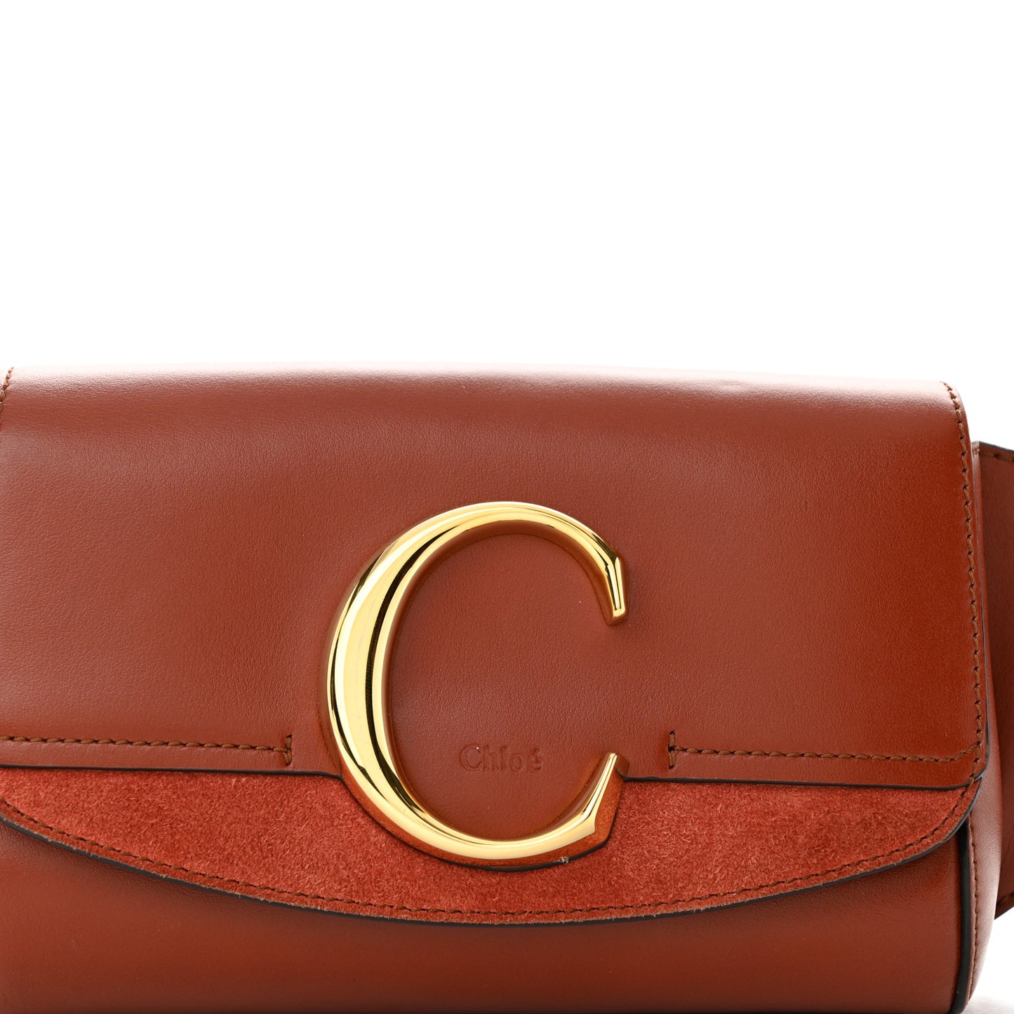 Calfskin Suede C Belt Bag Sepia Brown