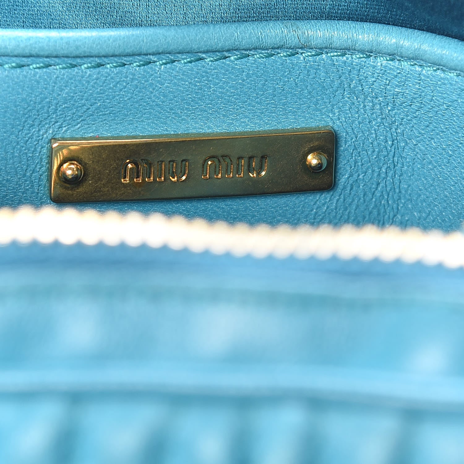 Miu Miu Nappa Matelasse Double Zip Chain Mini Shoulder Bag Blue 6 of 10