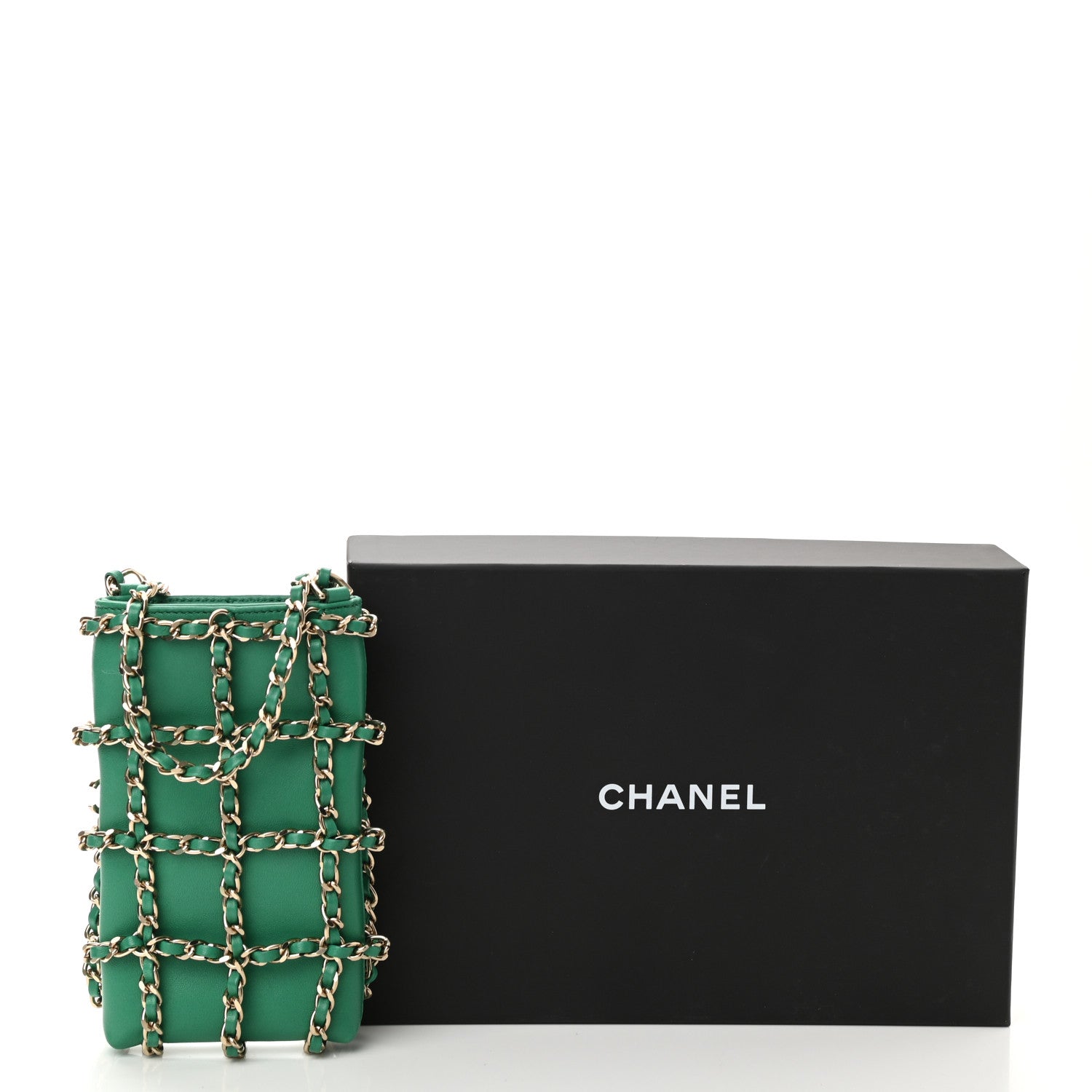 Chanel Lambskin Tech Me Out Clutch With Chain Green 12 of 12