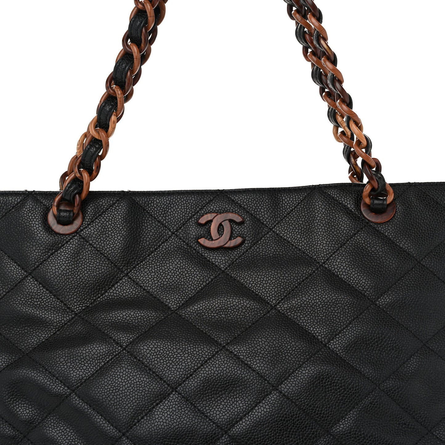 Caviar Quilted Wood XL Grand Shopping Tote GST Black