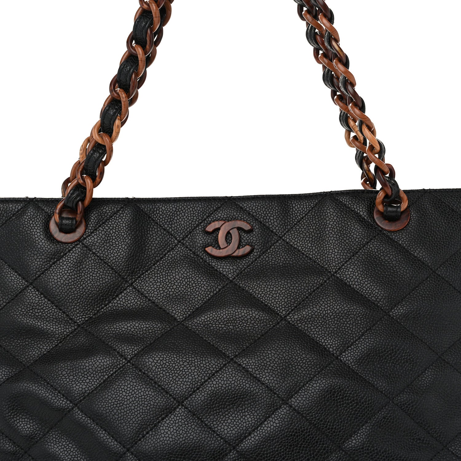 Chanel Caviar Quilted Wood XL Grand Shopping Tote GST Black 9 of 12