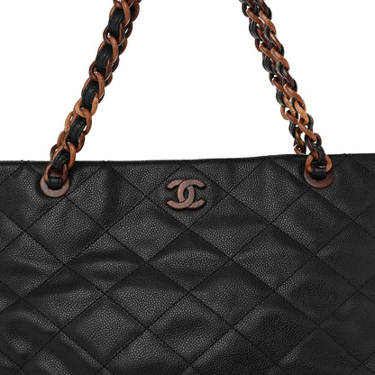 Chanel Caviar Quilted Wood XL Grand Shopping Tote GST Black 9 of 12
