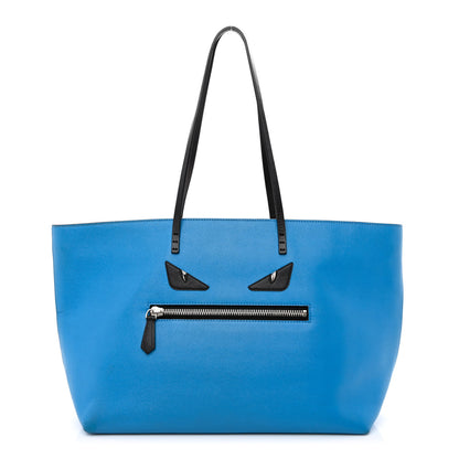 Fendi Vitello Elite Cuoio Monster Buggies Medium Roll Tote Blue Royal Black 1 of 11