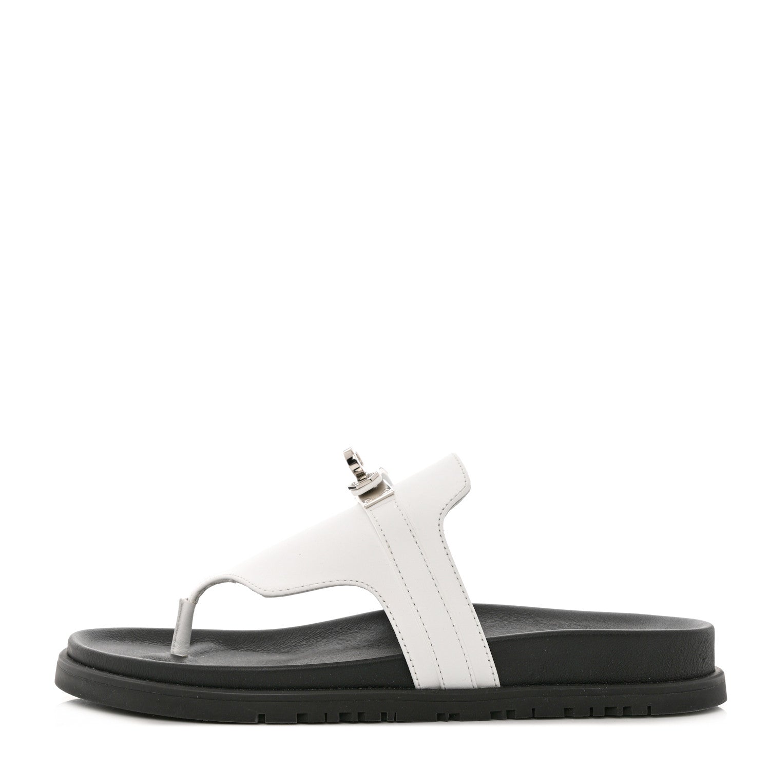 Hermes Calfskin Womens Empire Sandals 37 White 1 of 11