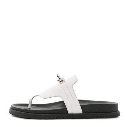 Hermes Calfskin Womens Empire Sandals 37 White 1 of 11
