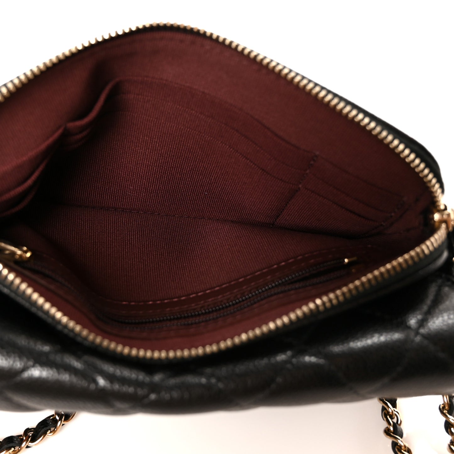 Caviar Quilted Flap Phone Holder With Chain Black Black