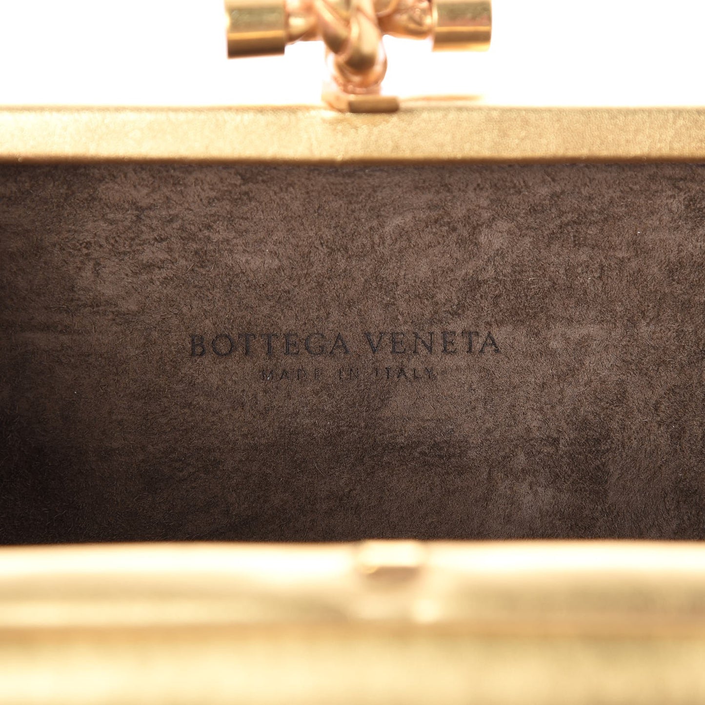 Gilded Waxed Leather Knot Clutch Gold White