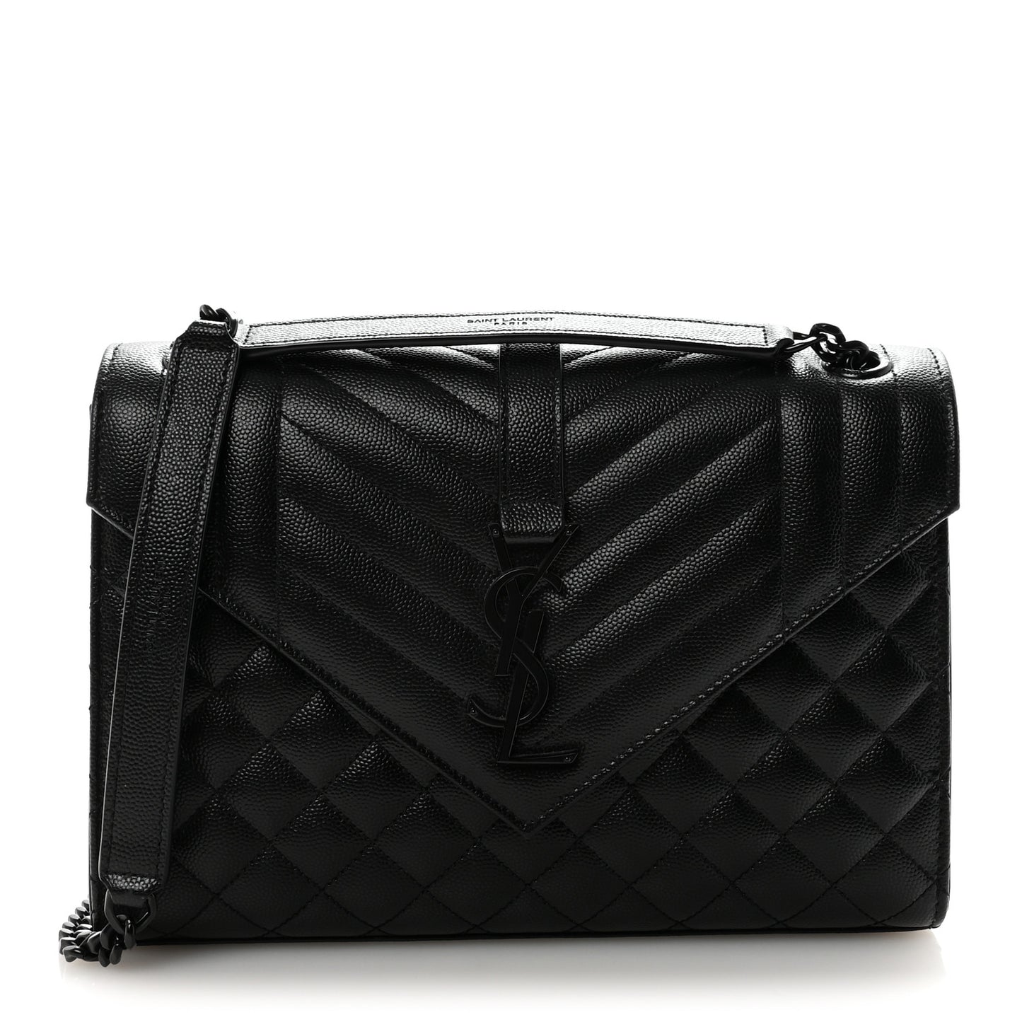 Grain De Poudre Textured Mixed Matelasse Triquilt Medium Monogram Monochrome Satchel Black