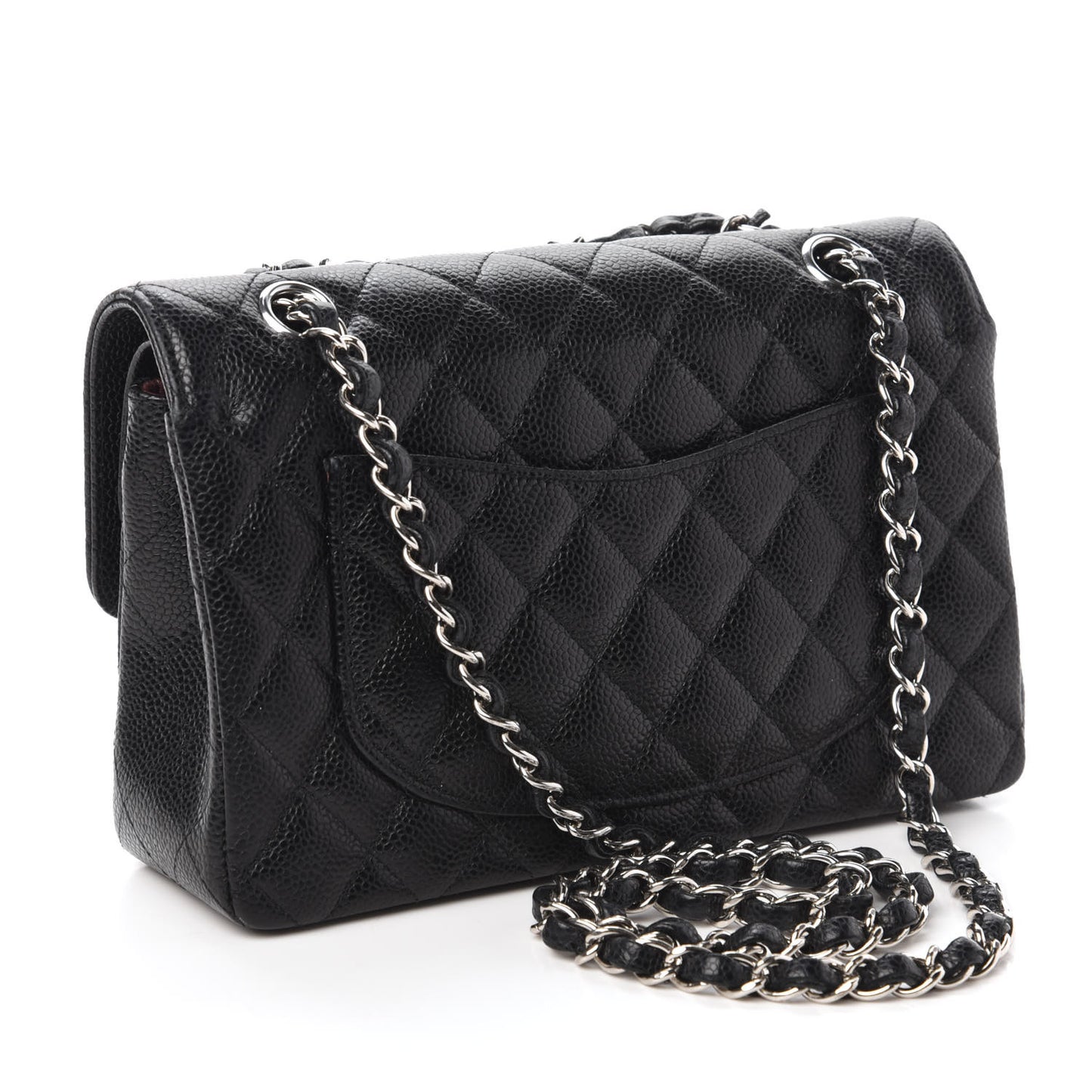 Caviar Quilted Small Double Flap Black
