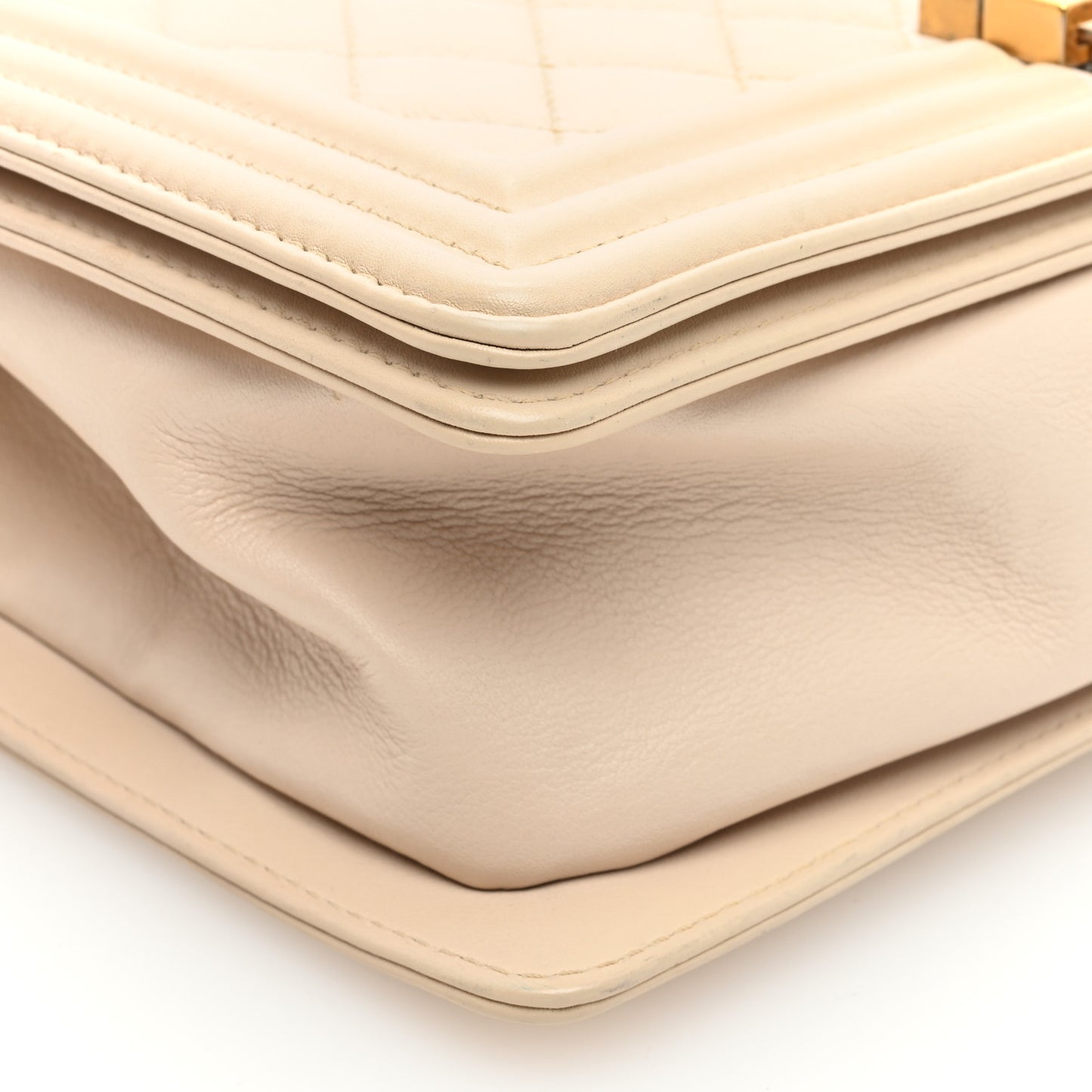 Calfskin Quilted Medium Boy Flap Beige