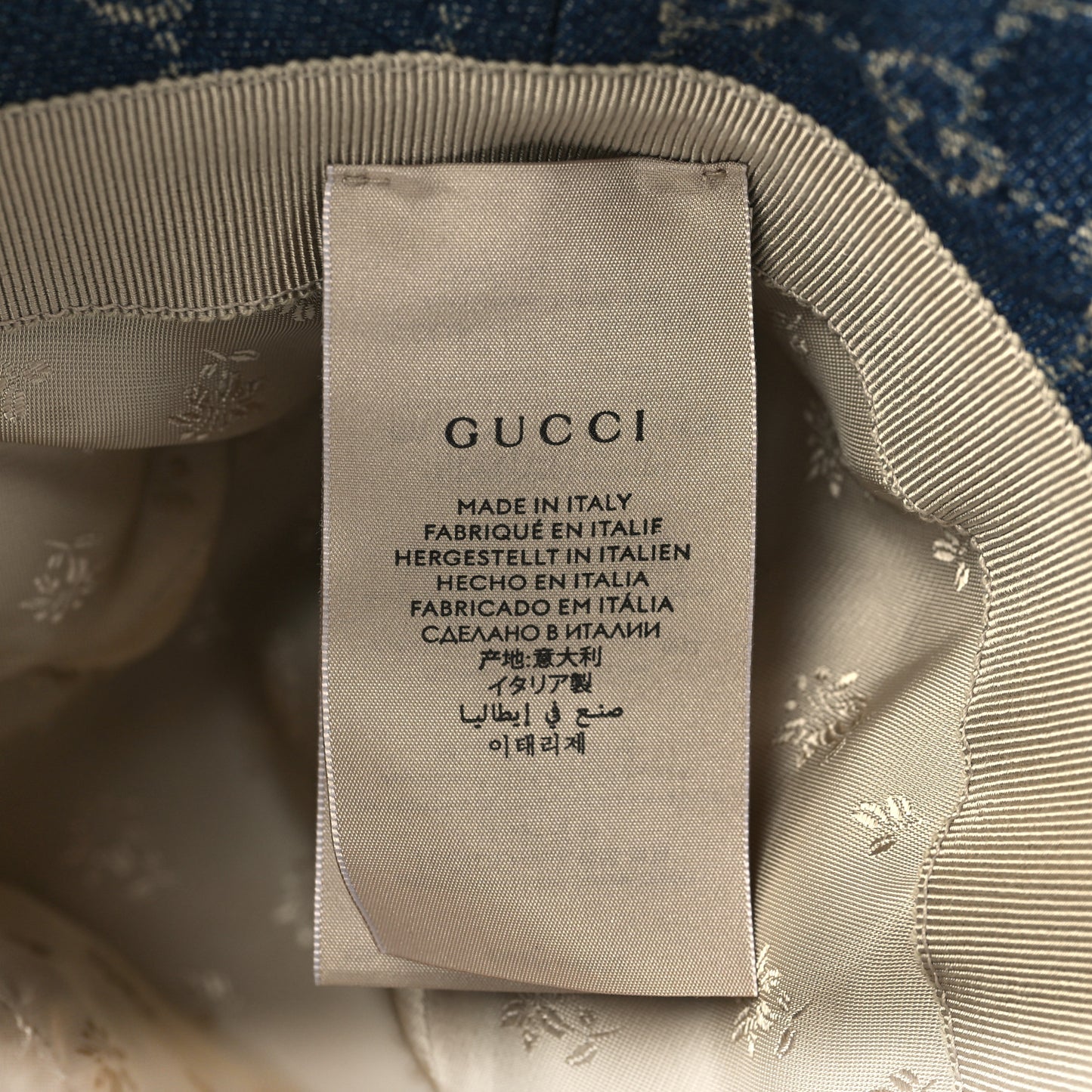 Washed Jacquard Denim Nappa GG Monogram Oscar Bucket Hat S Denim Cuir