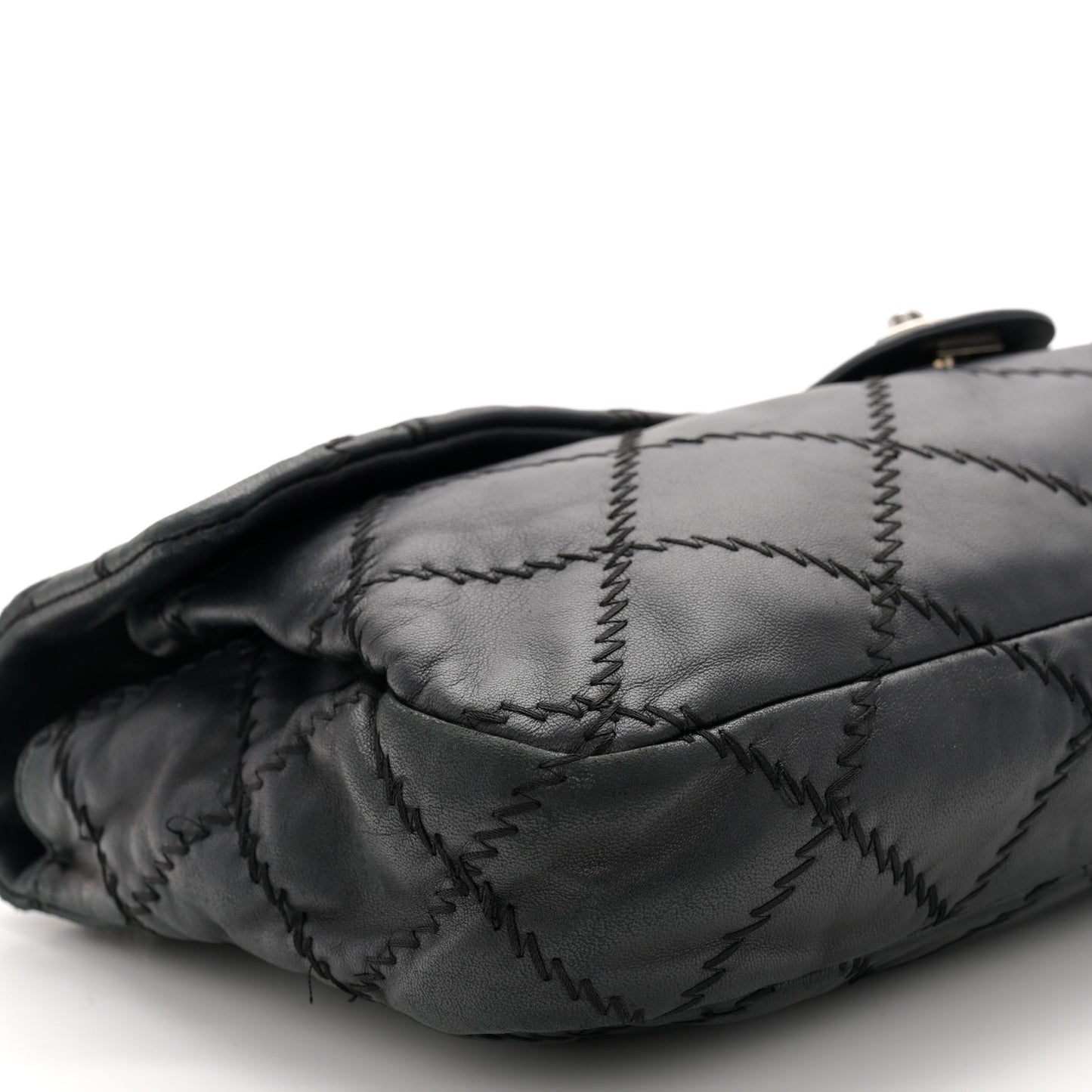 Lambskin Ultimate Stitch Maxi Flap Black