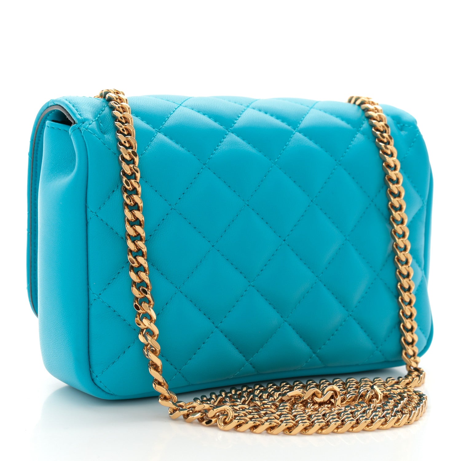 Versace Nappa Quilted Small Medusa Chain Crossbody Blue 3 of 10