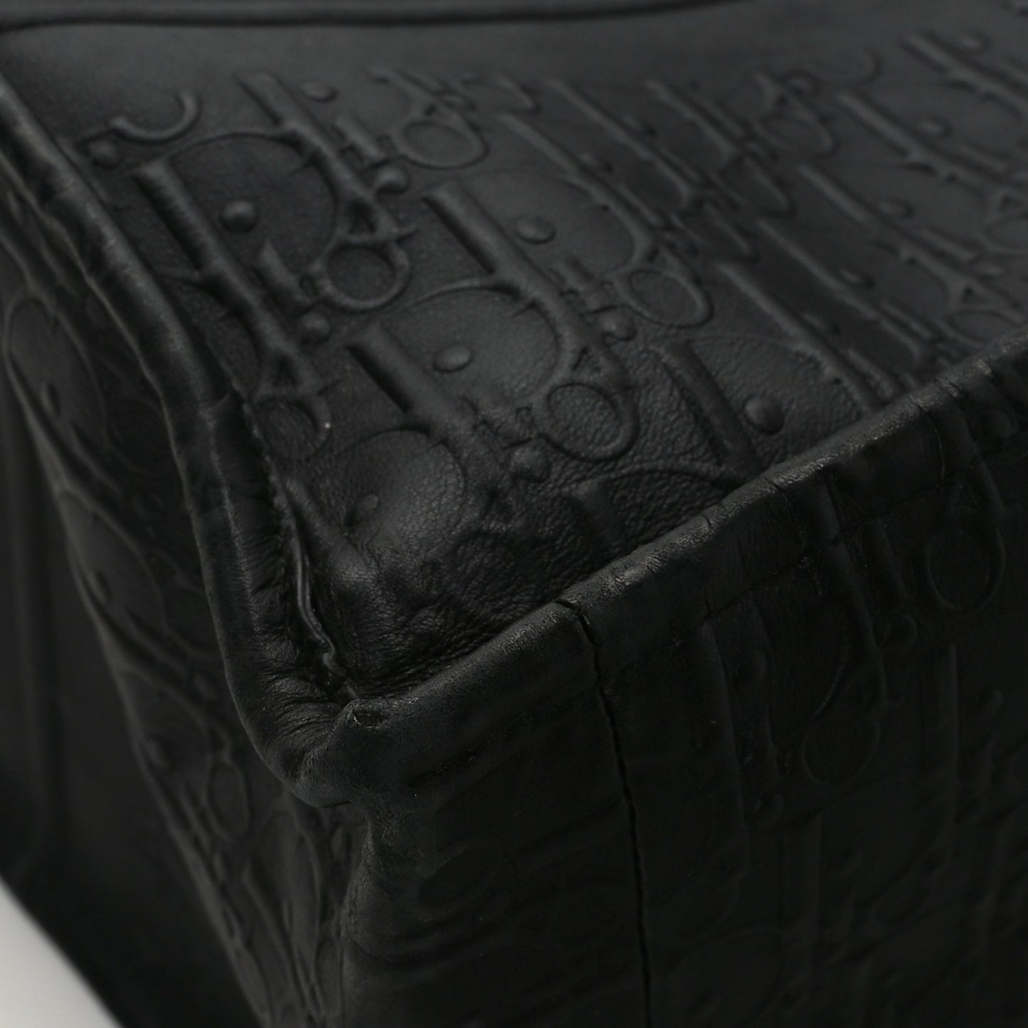 Oblique Calfskin Embossed Large Book Tote Black