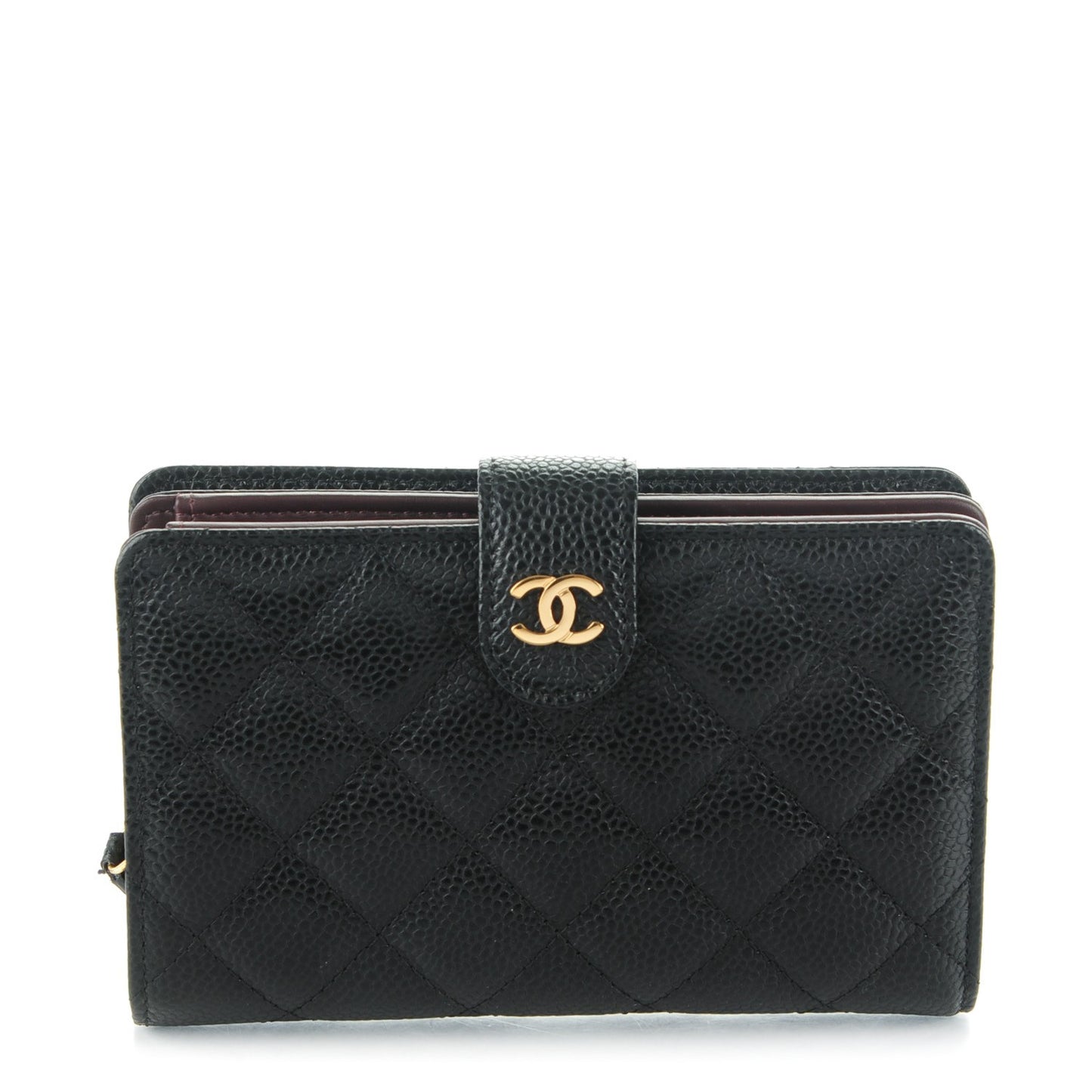 Caviar Quilted Zipped Pocket Wallet Black