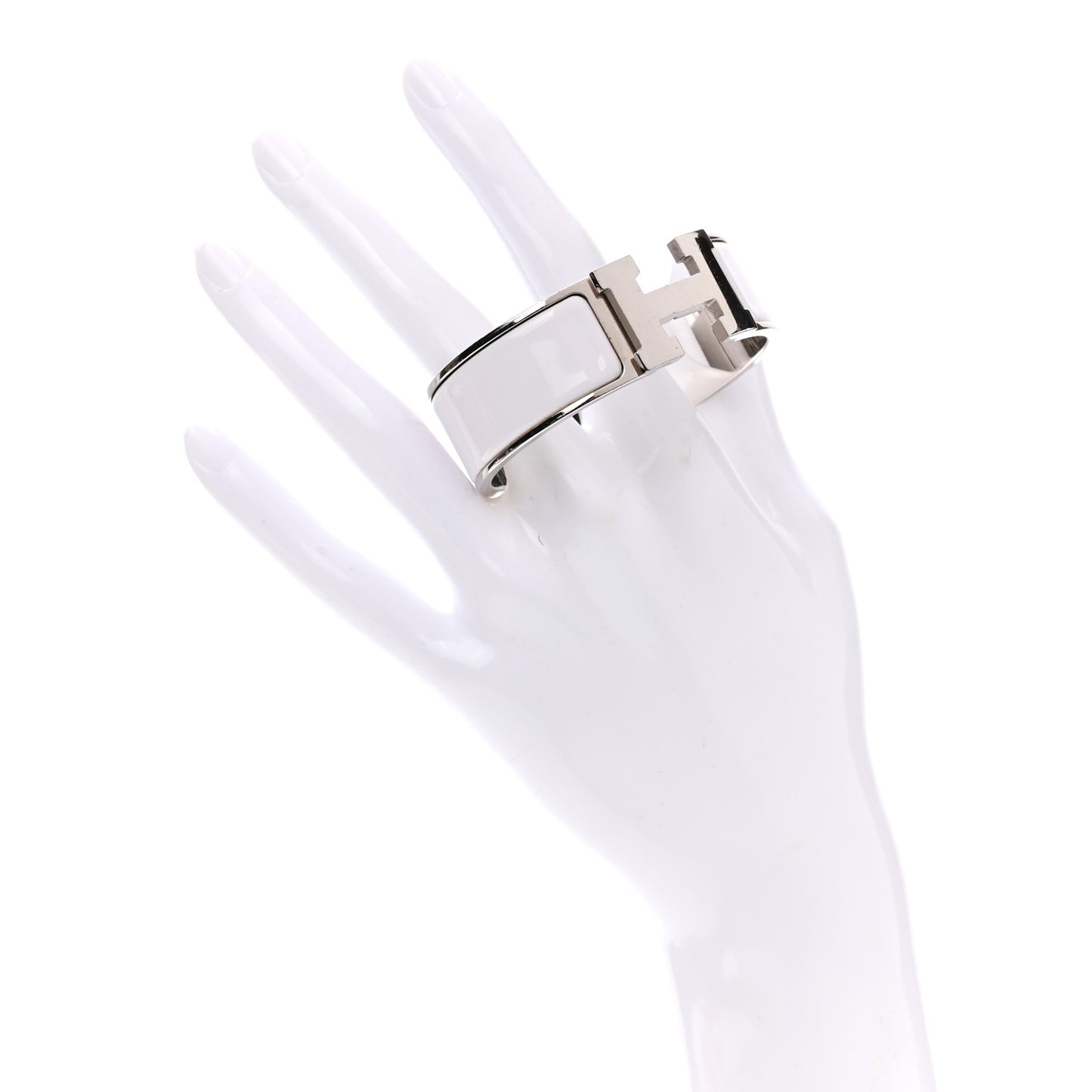 Enamel Wide Clic Clac H Bracelet PM White