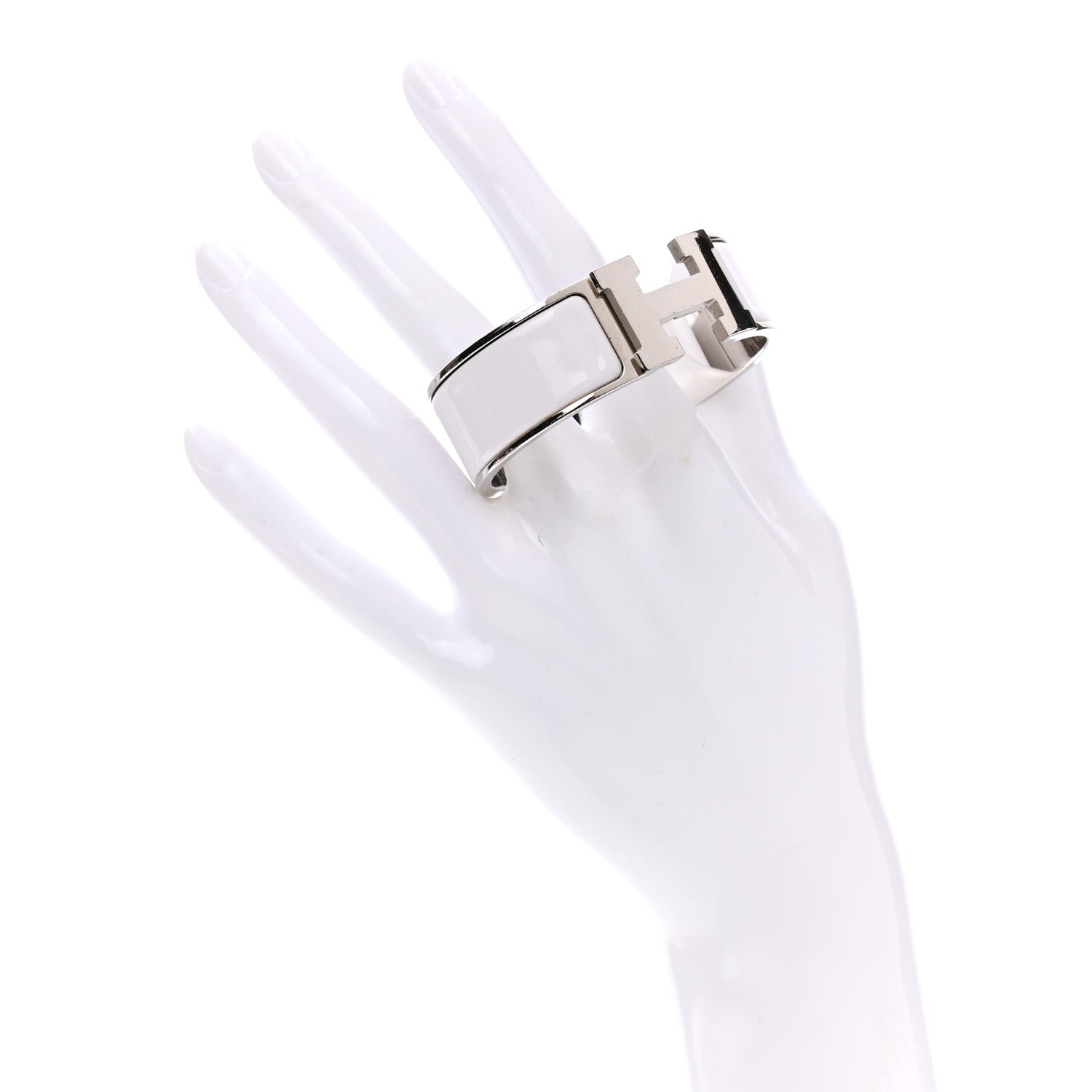 Hermes Enamel Wide Clic Clac H Bracelet PM White 2 of 4