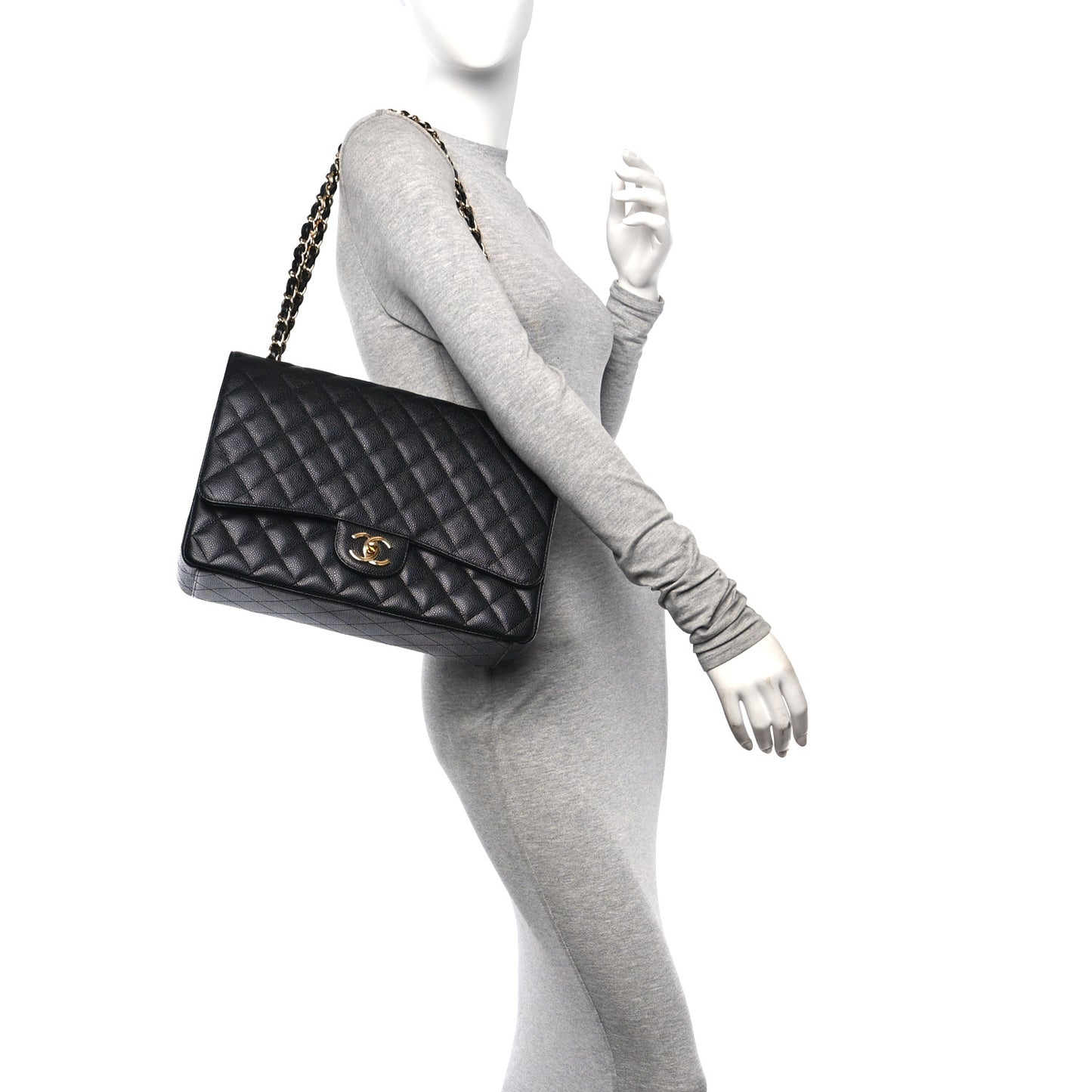 Caviar Quilted Maxi Double Flap Black