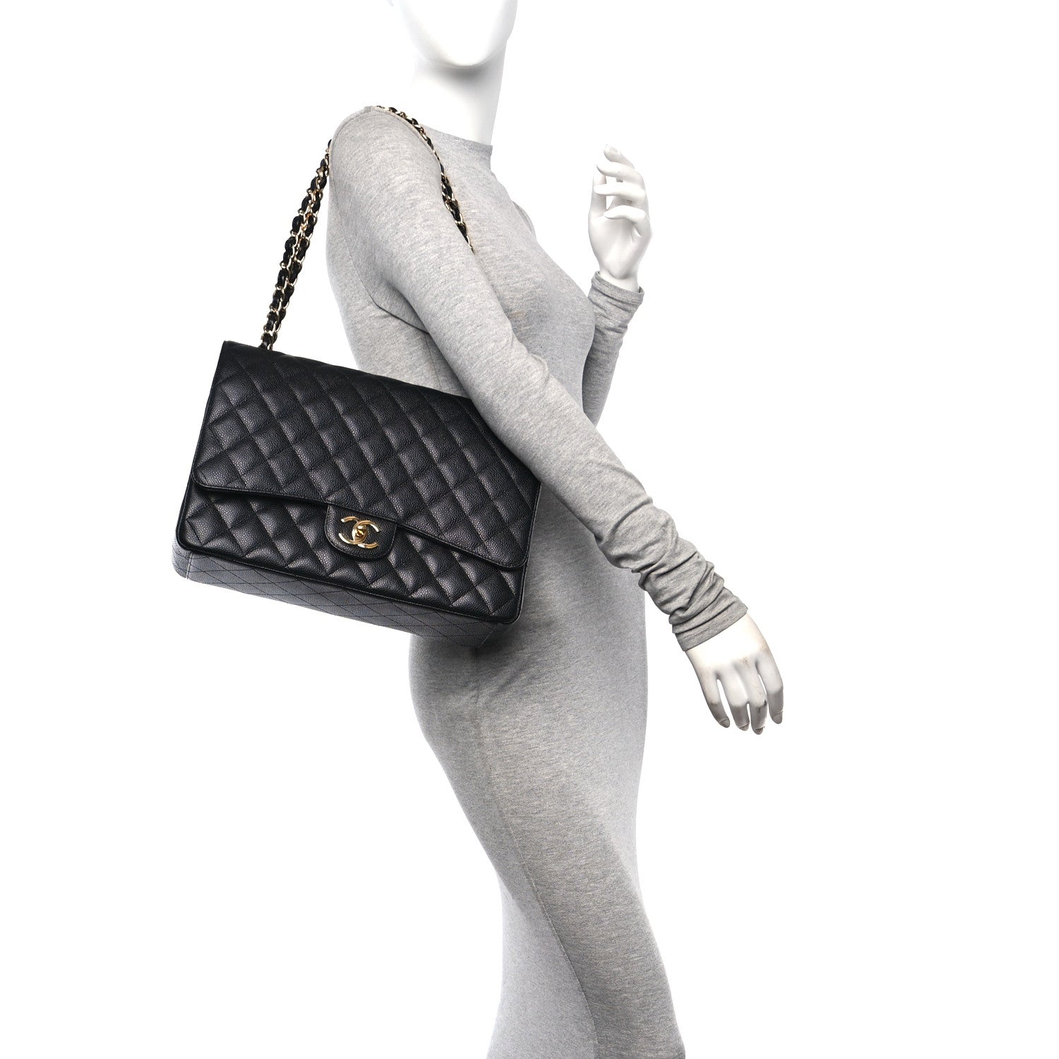 Chanel Caviar Quilted Maxi Double Flap Black 2 of 12