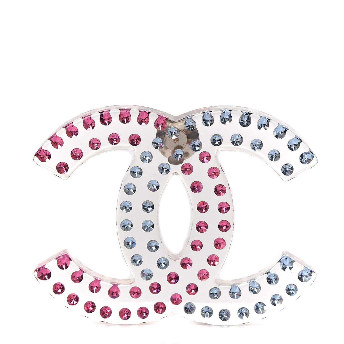 Resin Crystal Large CC Pin Transparent Silver