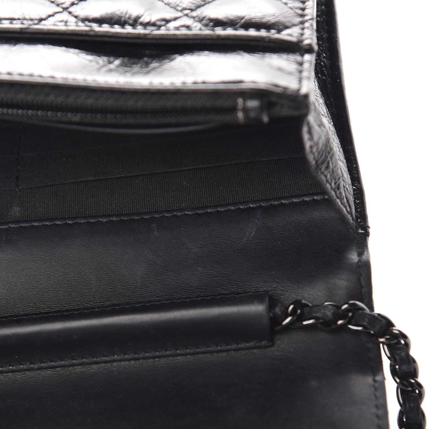 Chanel Shiny Aged Calfskin Quilted Boy Wallet On Chain WOC Black 13 of 19