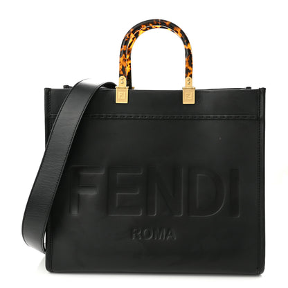 Fendi Vitello King Plexiglass Medium Fendi Sunshine Shopper Tote Black 1 of 10
