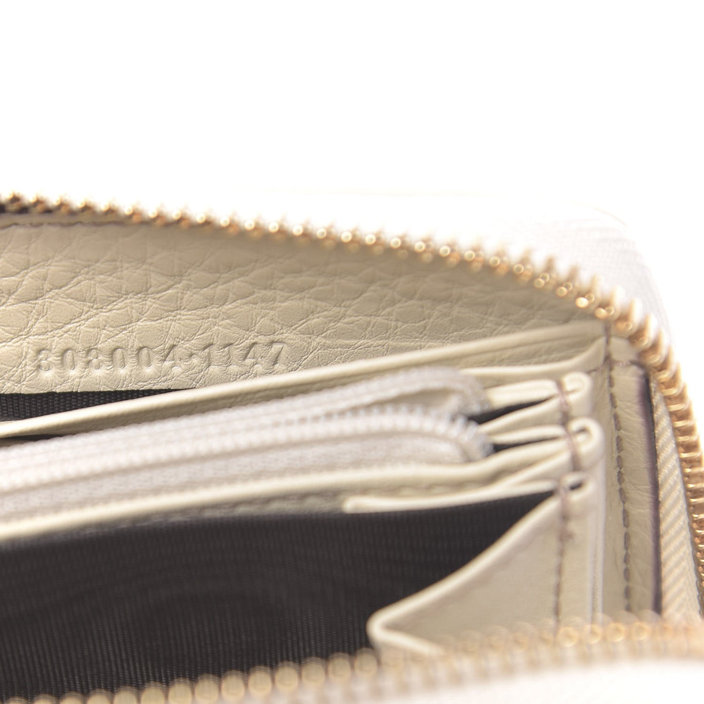 Pebbled Calfskin Soho Zip Around Wallet Off White