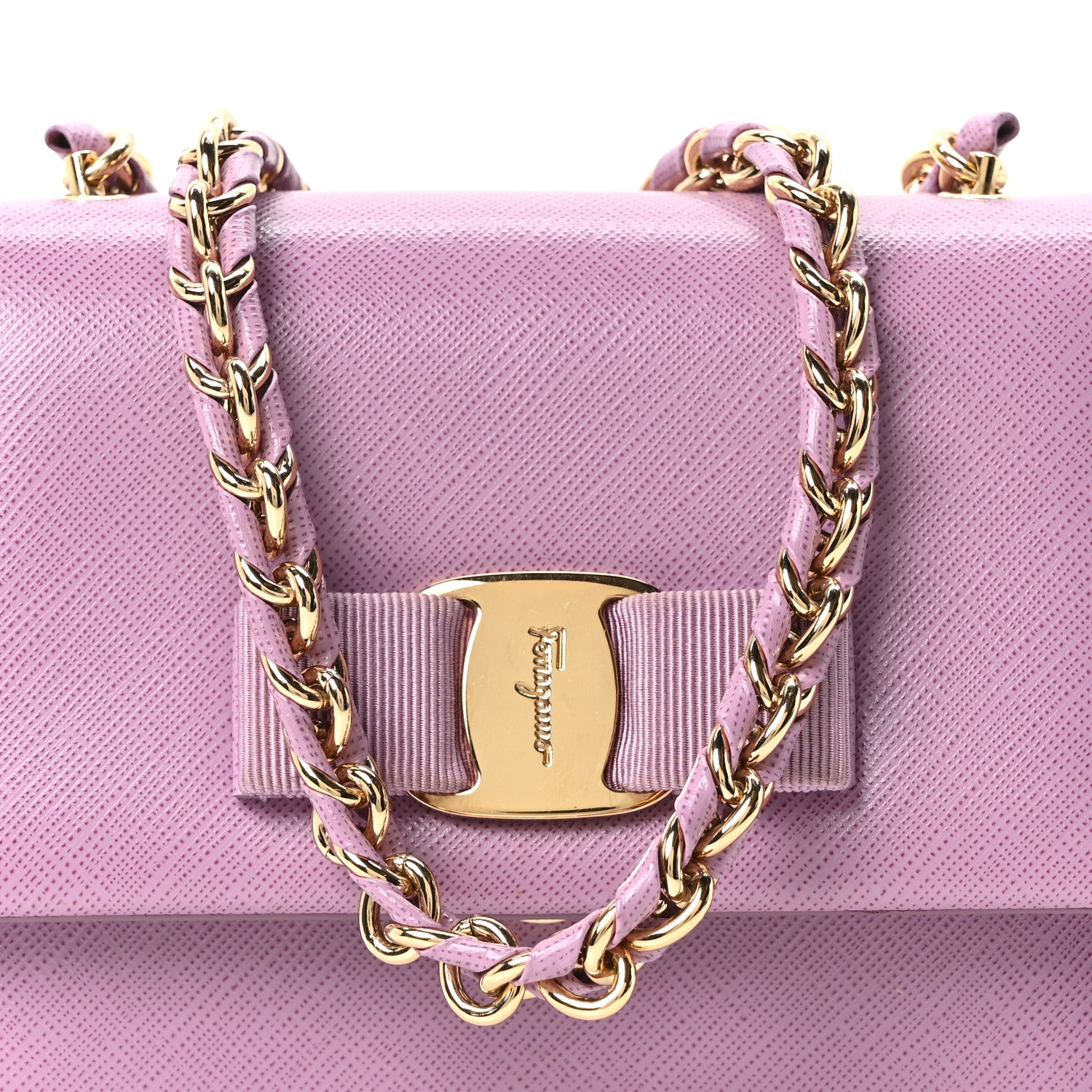 Salvatore Ferragamo Printed Calfskin Ginny Crossbody Bag Purple 8 of 10
