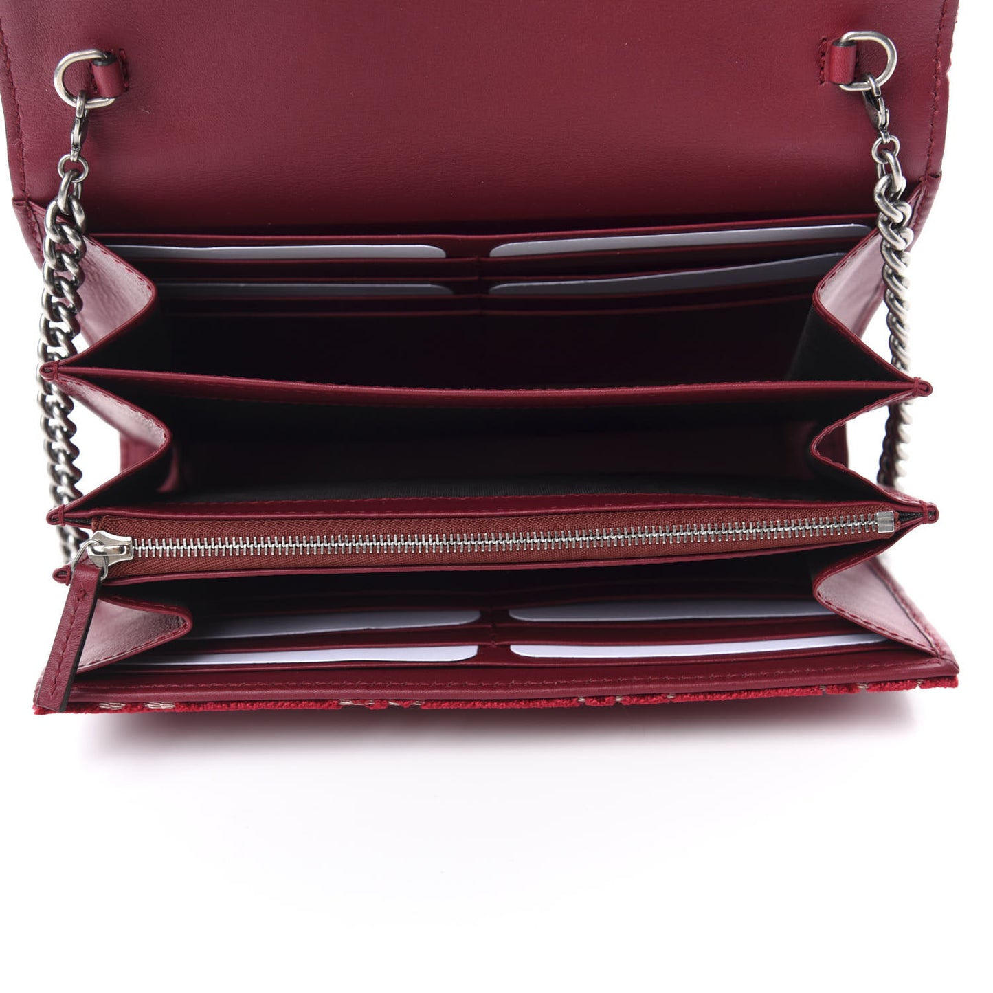 Velvet GG Monogram Mini Dionysus Chain Wallet Red Cipria
