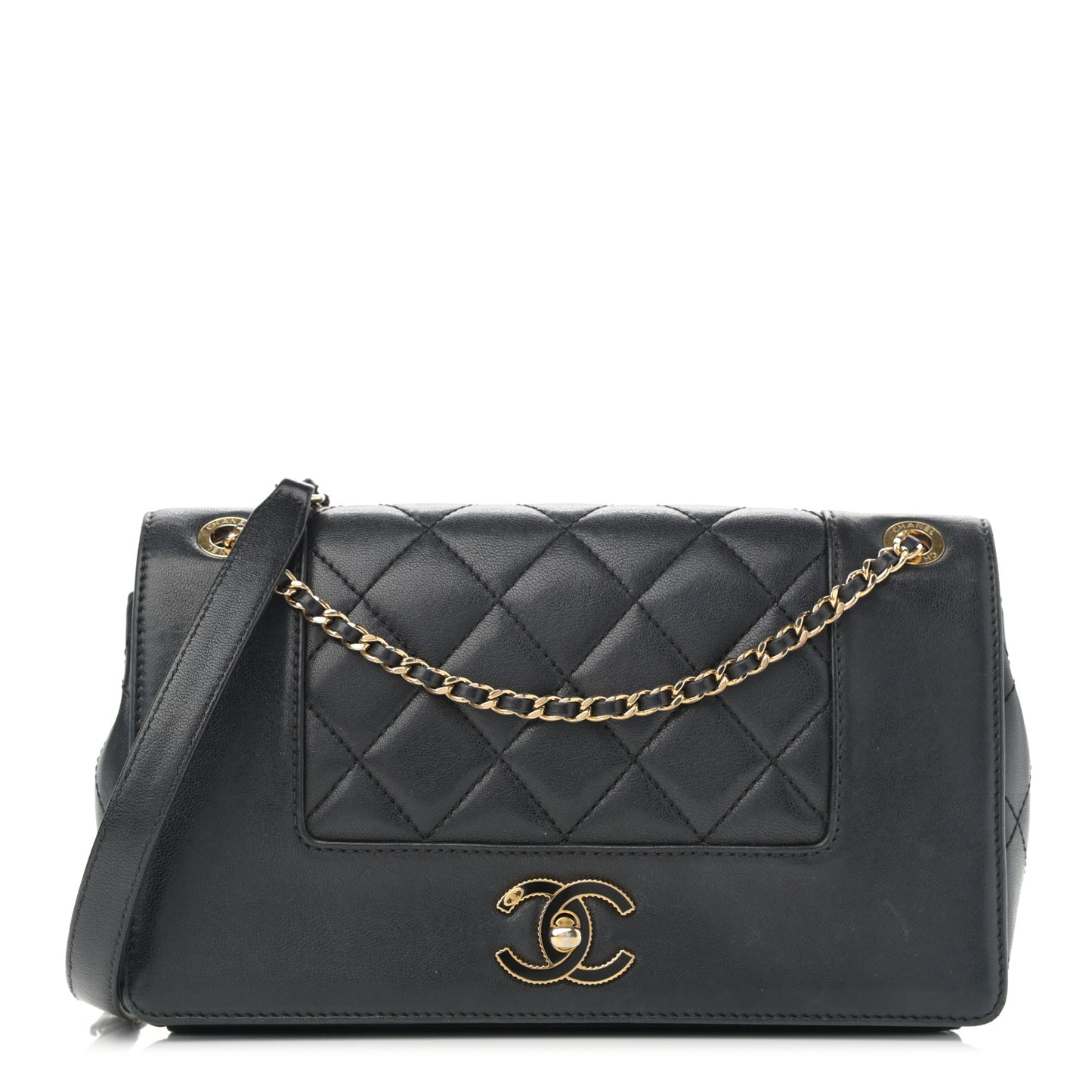 Sheepskin Quilted Medium Vintage Mademoiselle Flap Black
