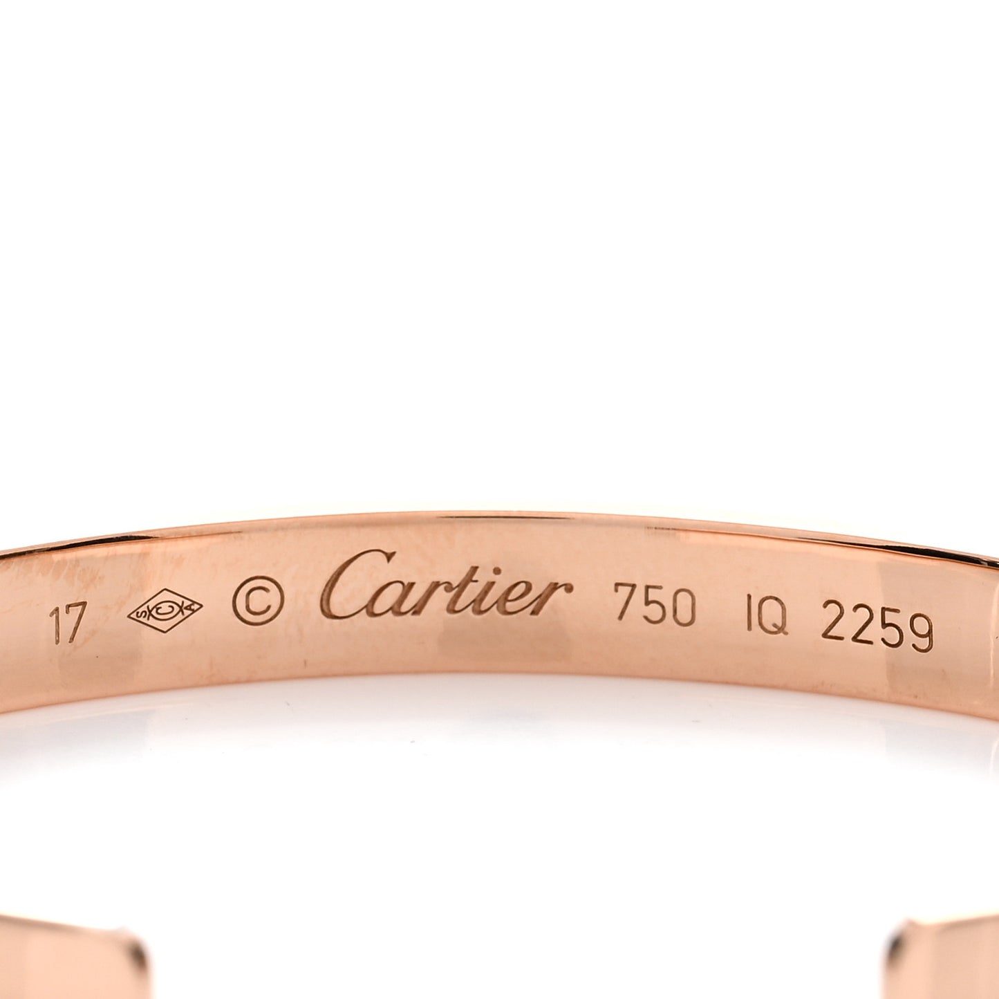 18K Pink Gold LOVE Cuff Bracelet 17