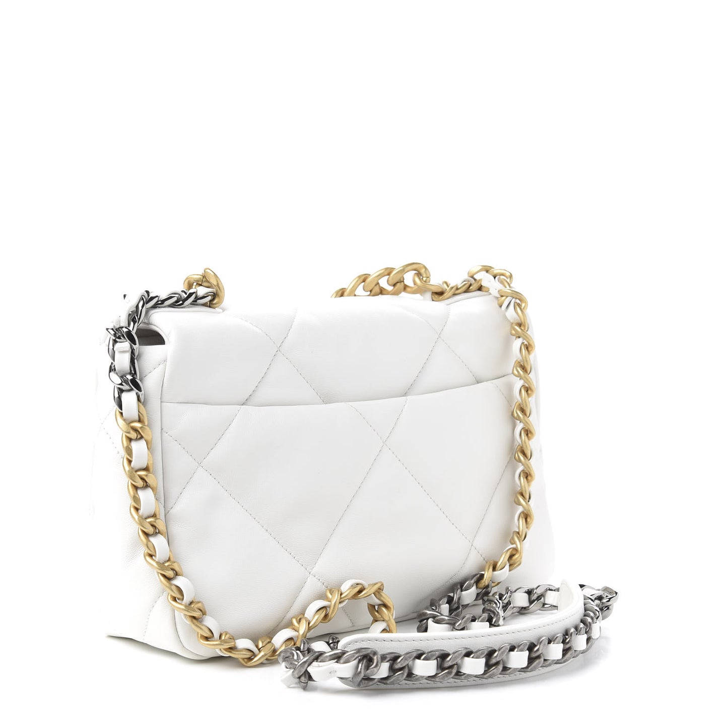 Goatskin Quilted Medium 19 Flap White