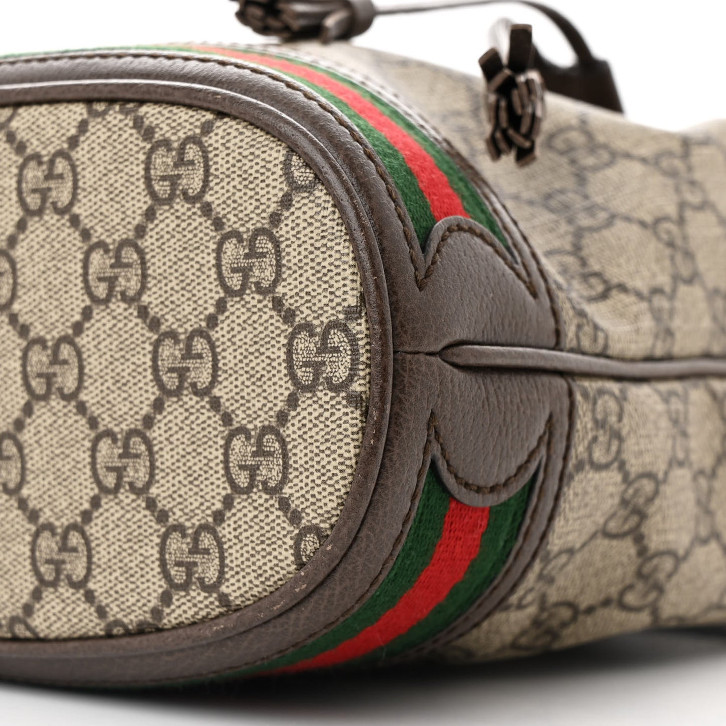 GG Supreme Monogram Web Small Ophidia Bucket Bag Brown