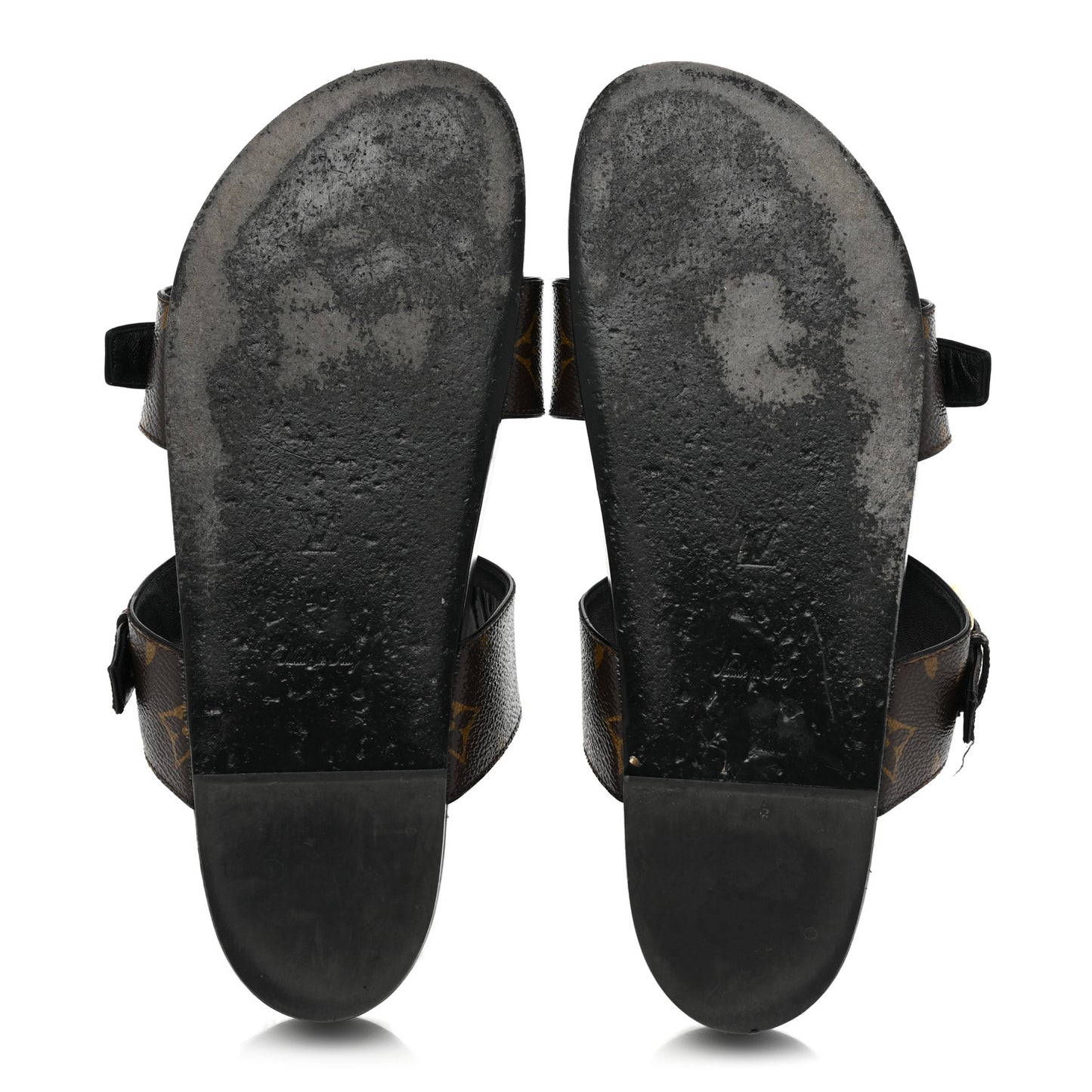 Patent Monogram Bom Dia Flat Mule Sandals 40 Black