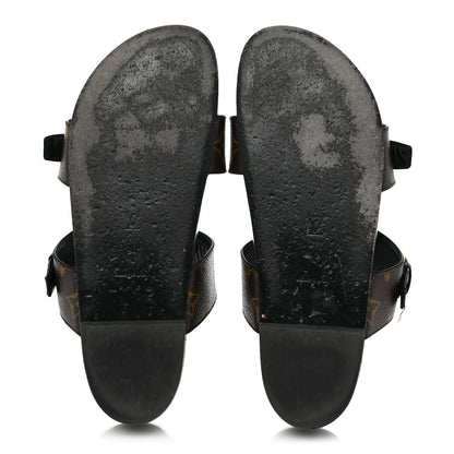 Louis Vuitton Patent Monogram Bom Dia Flat Mule Sandals 40 Black 5 of 11