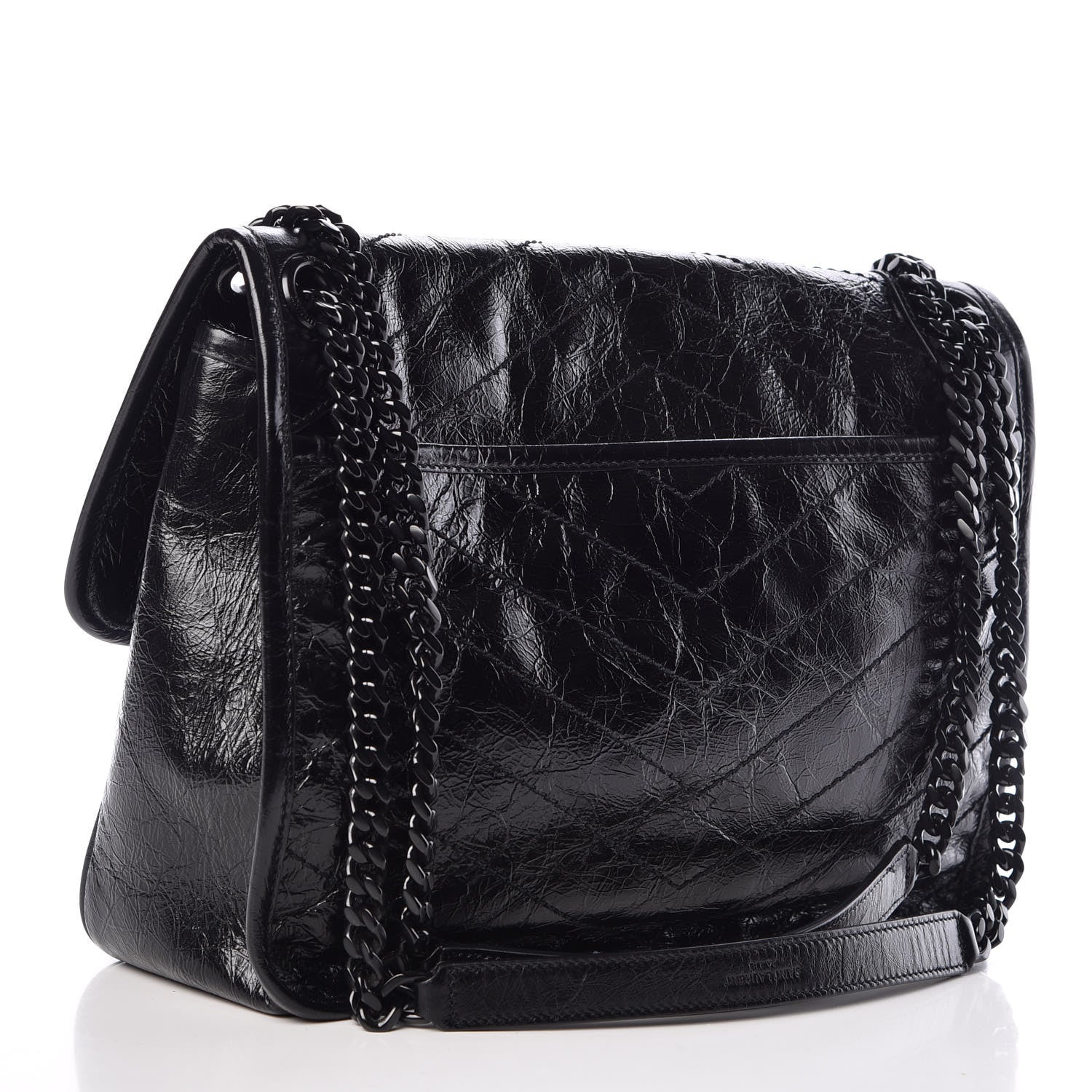 Saint Laurent Crinkled Calfskin Matelasse Monogram Medium Niki Chain Satchel Black 4 of 12
