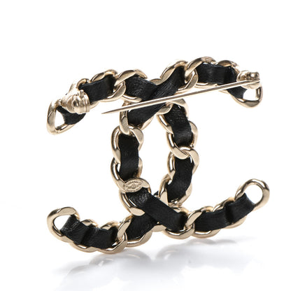 Chanel Lambskin Chain CC Brooch Black Gold 3 of 4