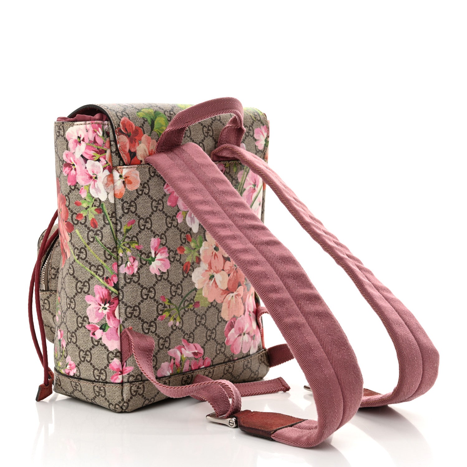 Gucci GG Supreme Monogram Blooms Small Single Buckle Backpack Beige Multicolor Dry Rose 3 of 13