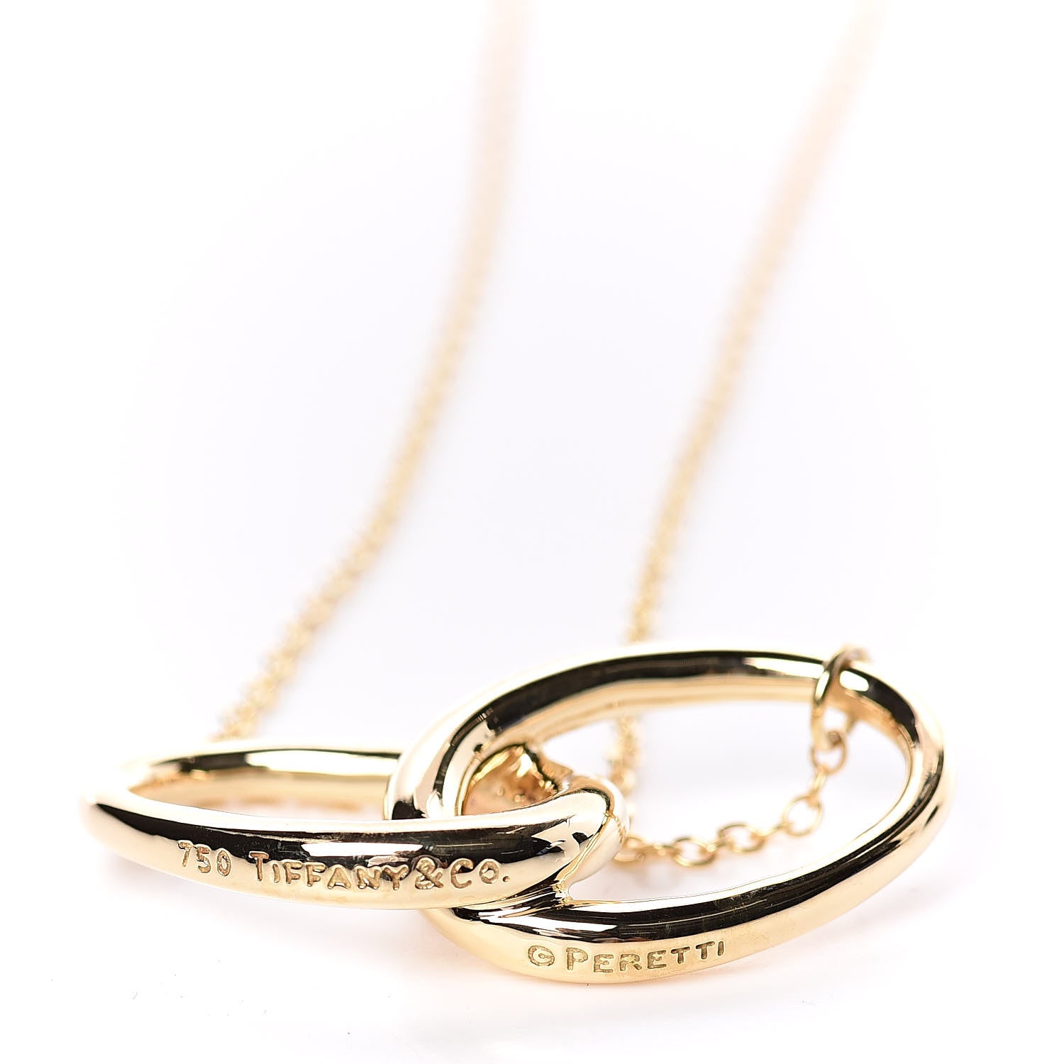 Tiffany 18K Yellow Gold Elsa Peretti Interlocking Ovals Pendant Necklace 6 of 6