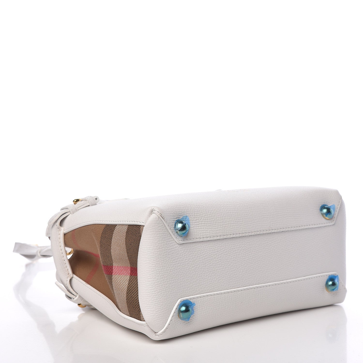 Burberry Grainy Calfskin House Check Small Banner Tote Chalk White 4 of 13
