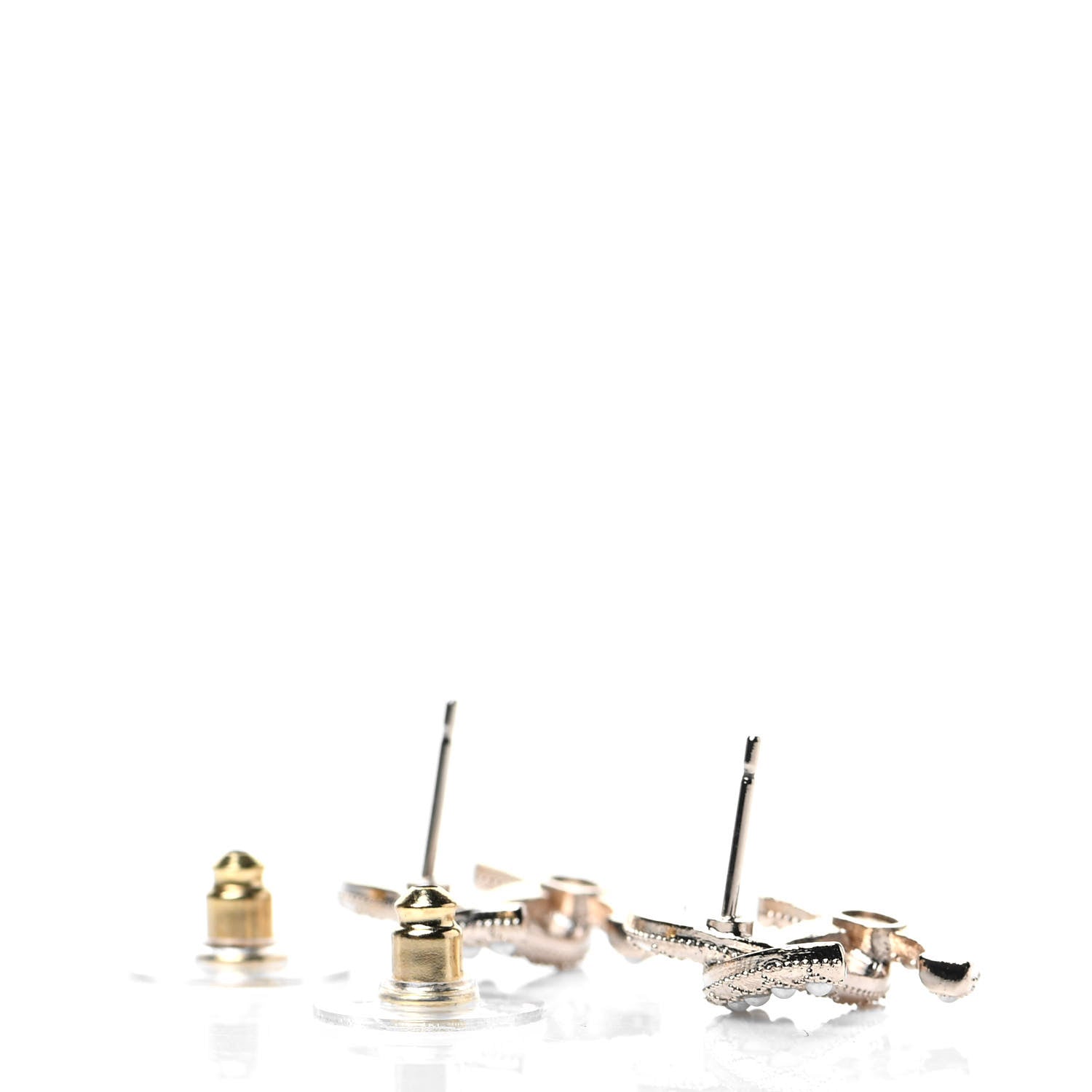 Chanel Crystal Pearl CC Earrings Gold 3 of 4