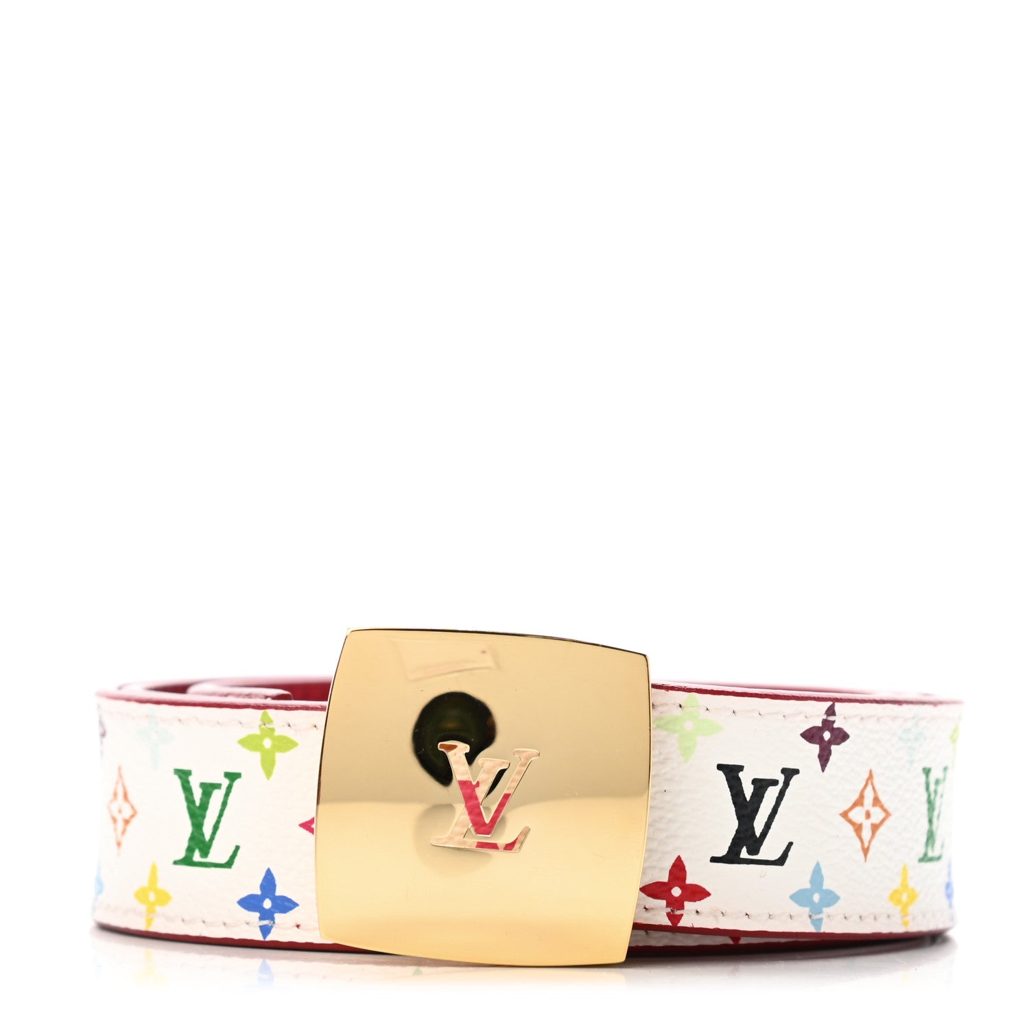 Louis Vuitton Monogram Multicolor LV Cut Reversible Belt 80 32 White Grenade 1 of 4