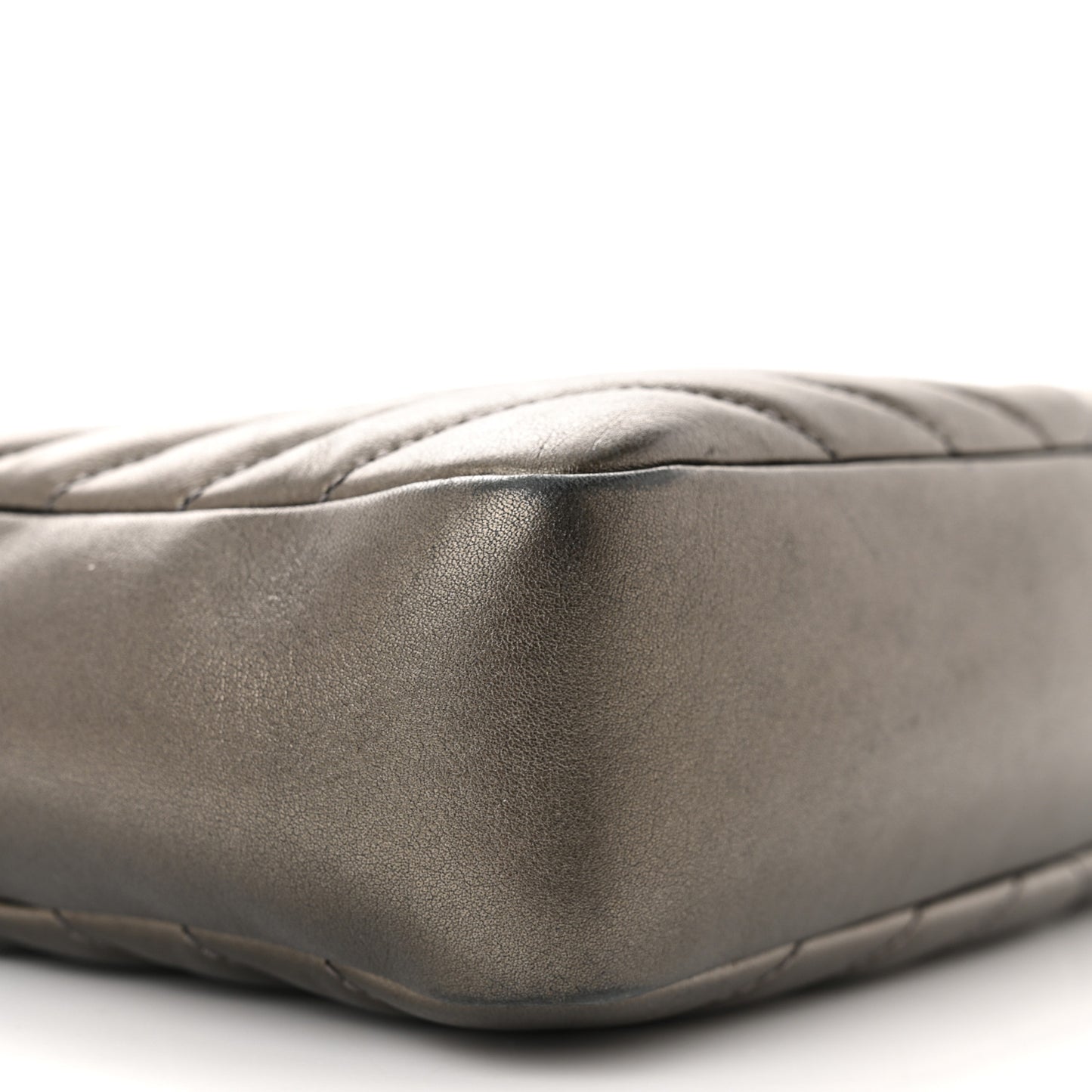 Metallic Calfskin Matelasse Monogram Lou Camera Bag Silver