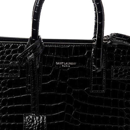 Saint Laurent Calfskin Crocodile Embossed Nano Sac De Jour Black 9 of 9