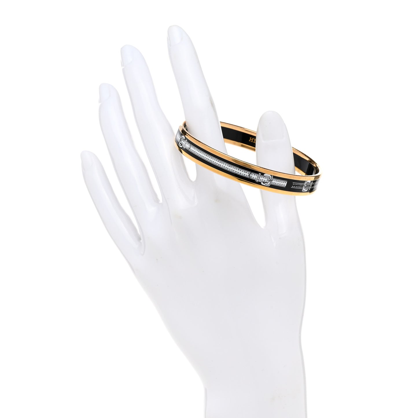 Enamel Printed Narrow Harnais Des Presidents Bracelet 70 Black White