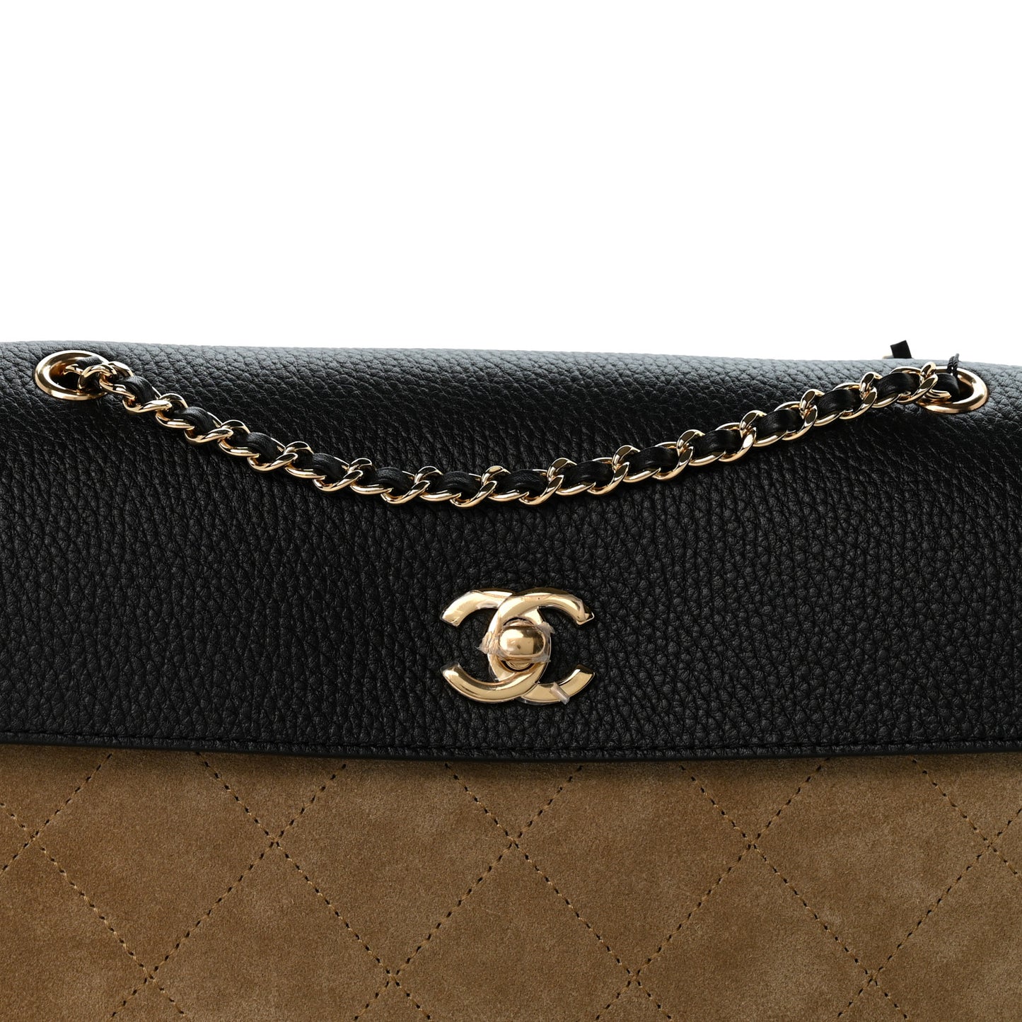 Grained Calfskin Suede Urban Essentials Flap Dark Beige Black