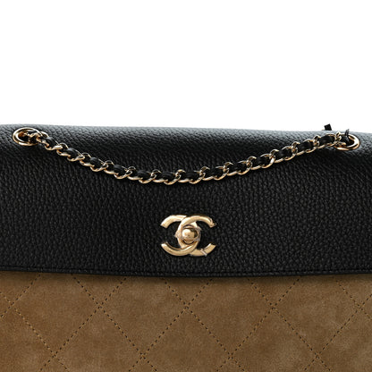 Chanel Grained Calfskin Suede Urban Essentials Flap Dark Beige Black 8 of 10