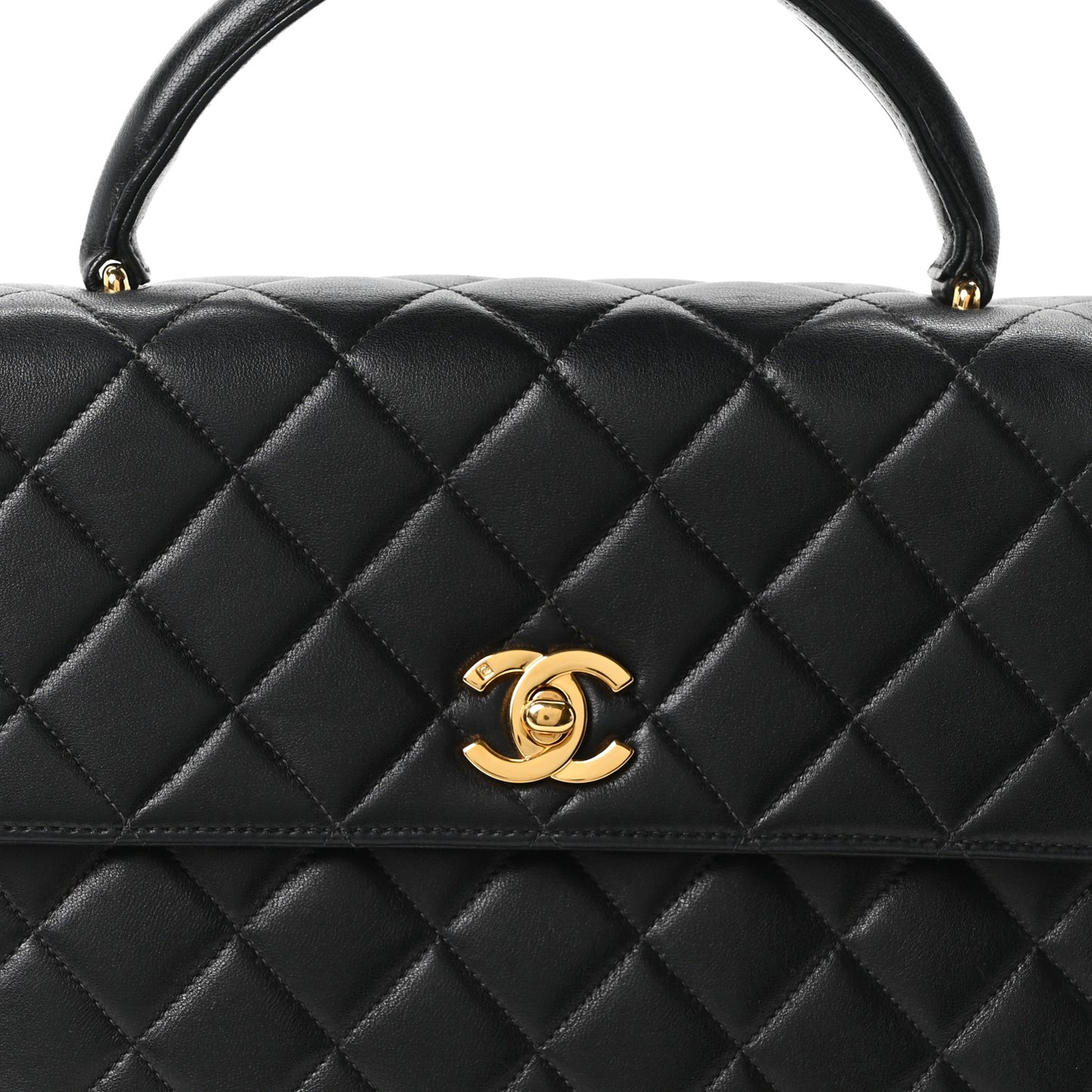 Lambskin Quilted Medium Kelly Flap Bag Black